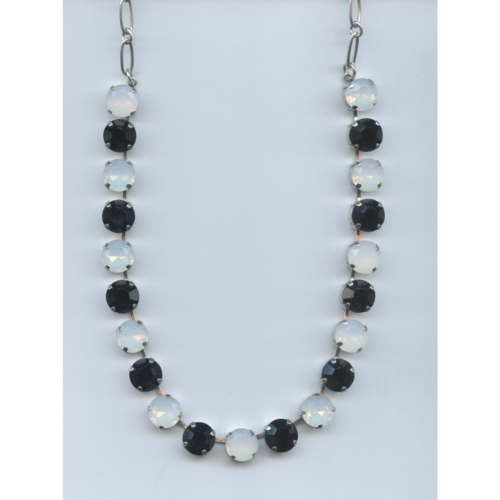 N-3474-234280-SP-2 Necklace By Mariana Woman Eye-Catching White Opal and Jet Swarovski Crystals - Image 1