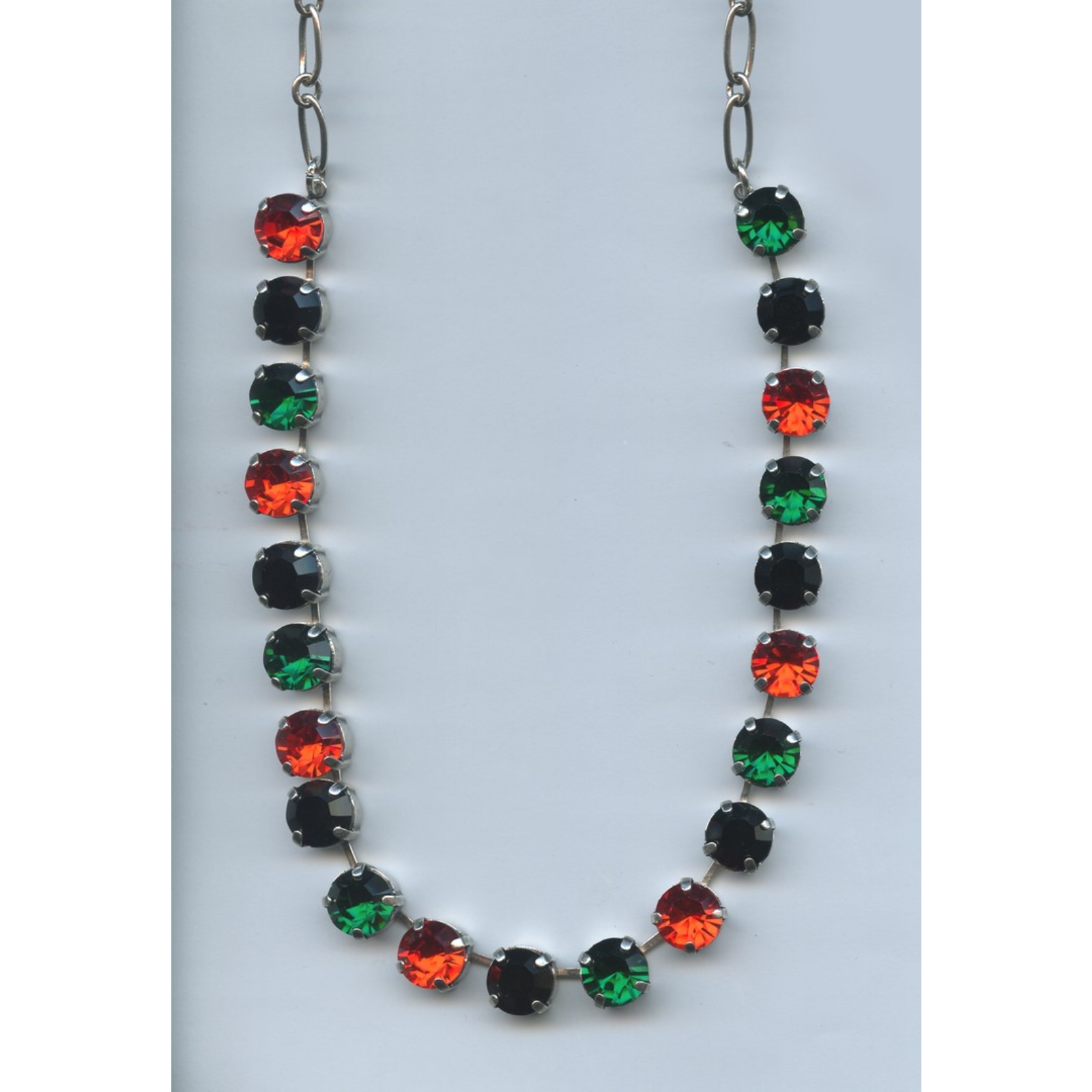 N-3474-2362-SP-2 Necklace By Mariana Woman Jet Blak and Emerald and In. Pink Swarovski Crystals - Image 1