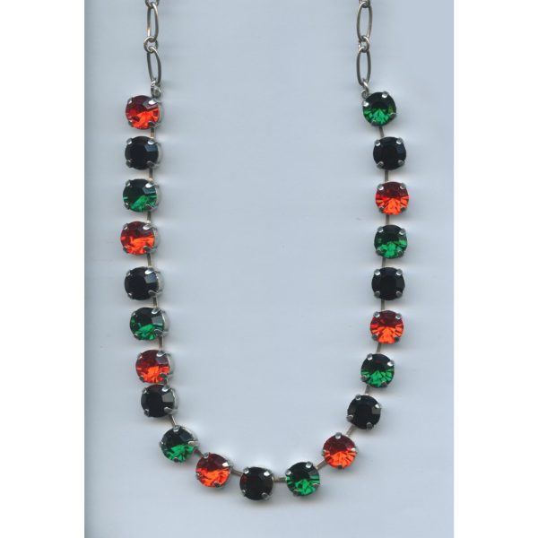 Necklace By Mariana Woman Jet Blak and Emerald and In. Pink Swarovski Crystals