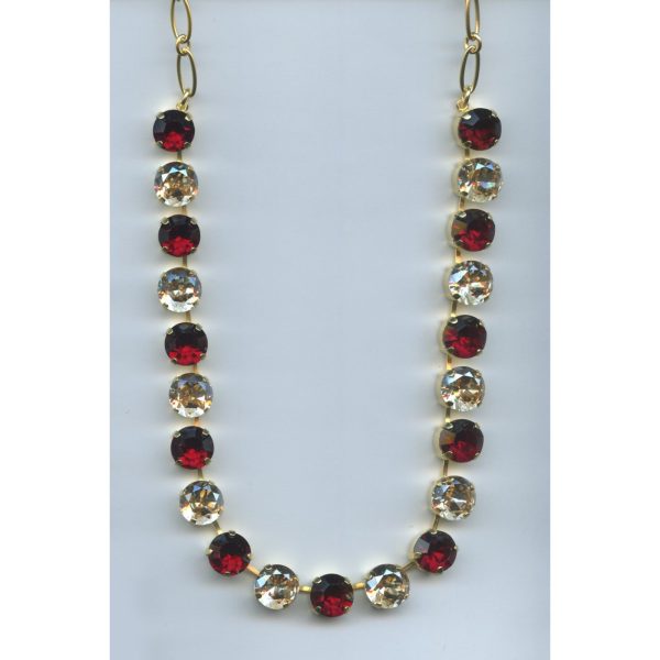 Necklace By Mariana Woman Vibrant Garnet and Golden Shadow Swarovski Crystals