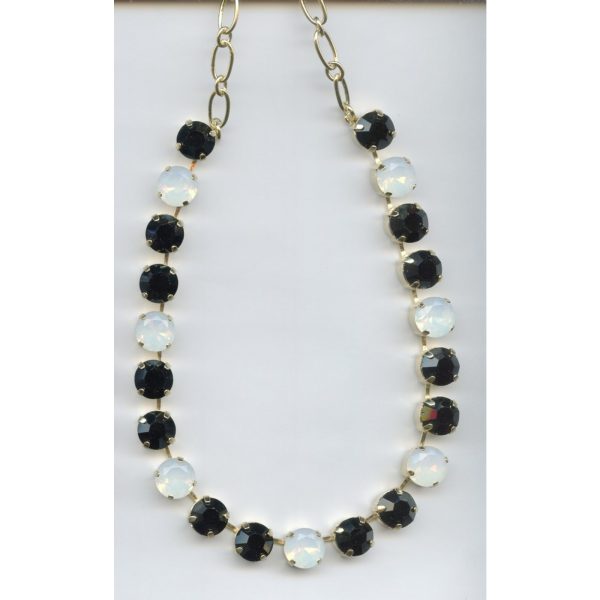 Necklace By Mariana Woman Feminine White Opal and Jet Swarovski Crystals