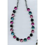 Necklace By Mariana Woman Beautiful Jet and Indian Pink Swarovski Crystals