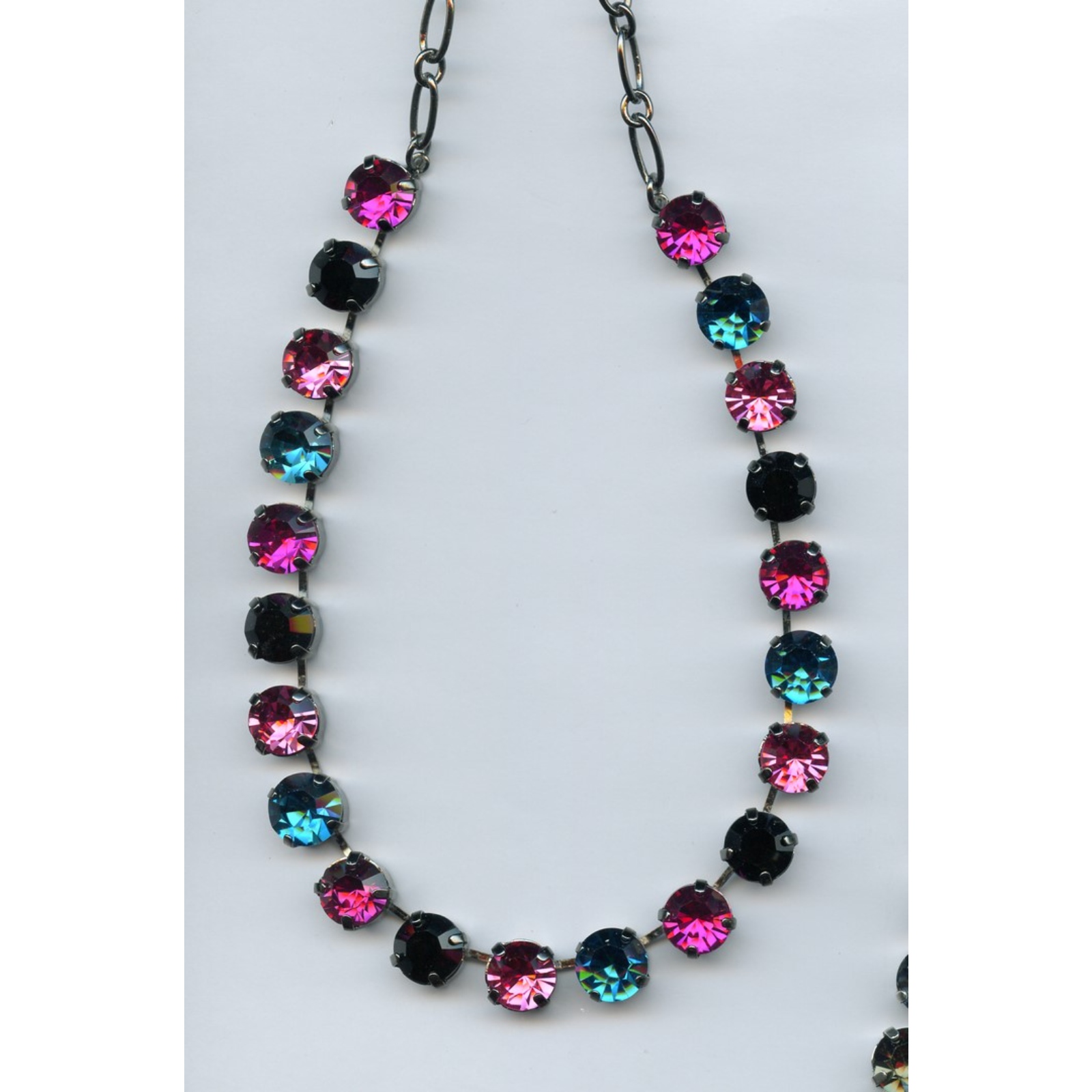 N-3474-280292-SP-2 Necklace By Mariana Woman Beautiful Jet and Indian Pink Swarovski Crystals - Image 1