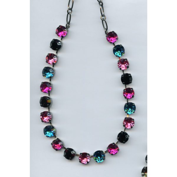 Necklace By Mariana Woman Beautiful Jet and Indian Pink Swarovski Crystals