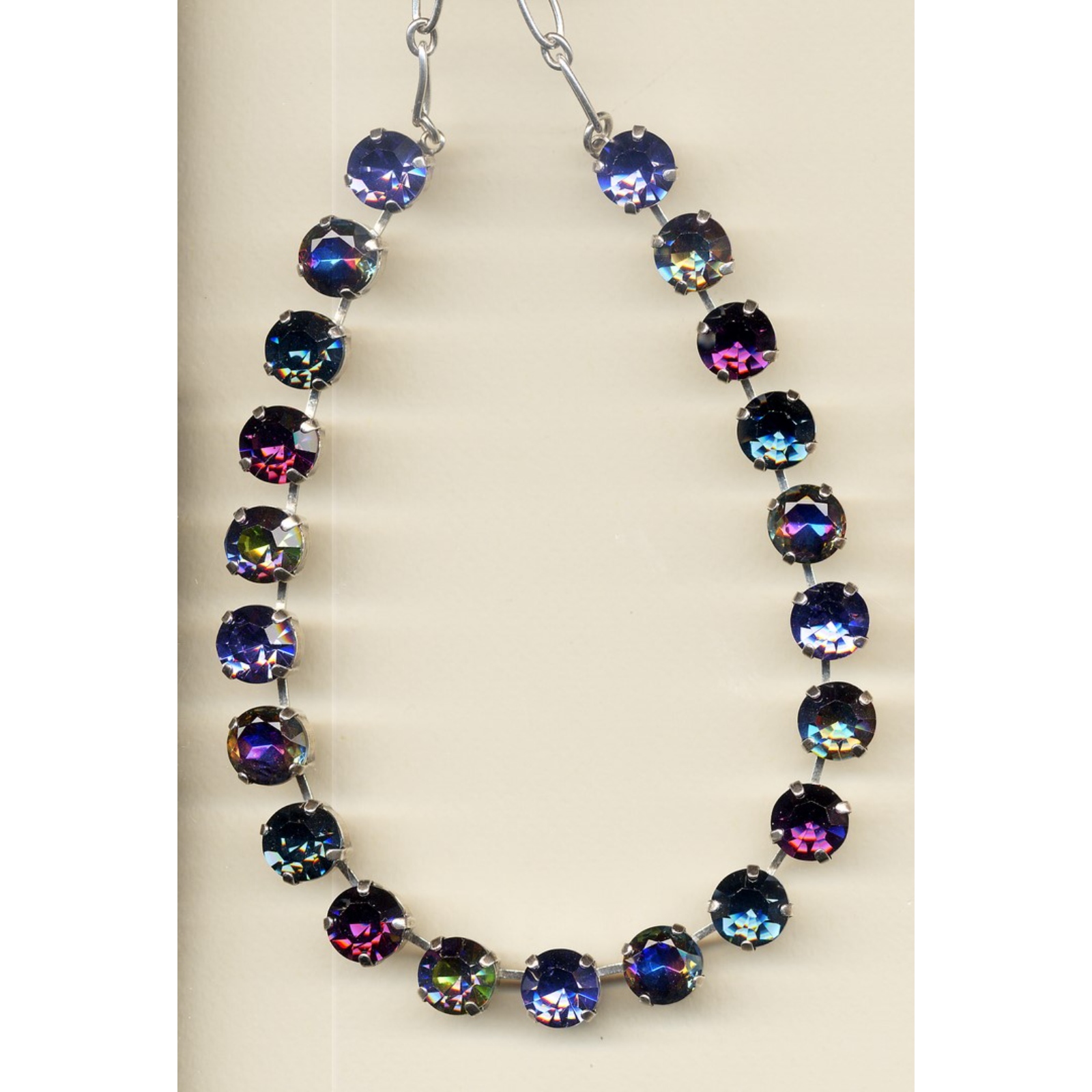 N-3474-3101-YG-2 Necklace By Mariana Woman Radiant Capri Blue and Fuchsia Swarovski Crystals - Image 1