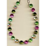 Necklace By Mariana Woman Vibrant Pink and Period Green Swarovski Crystals