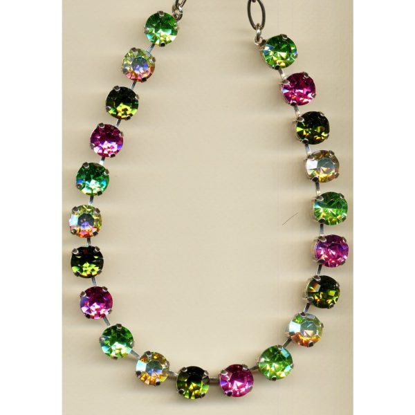 Necklace By Mariana Woman Vibrant Pink and Period Green Swarovski Crystals