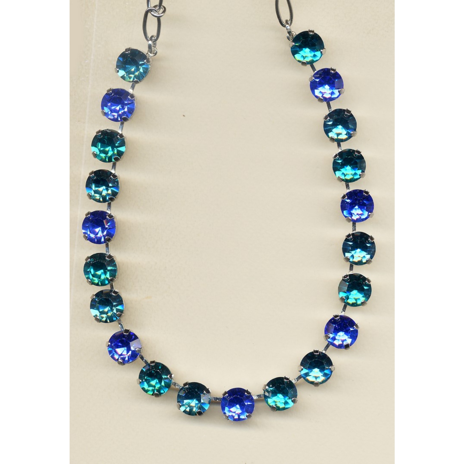 N-3474-3322-YG-2 Necklace By Mariana Woman Light Turquoise and Blue Silver Swarovski Crystals - Image 1