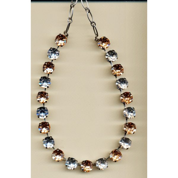 Necklace By Mariana Woman Chic Lt.Peach and Crystal Clear Swarovski Crystals