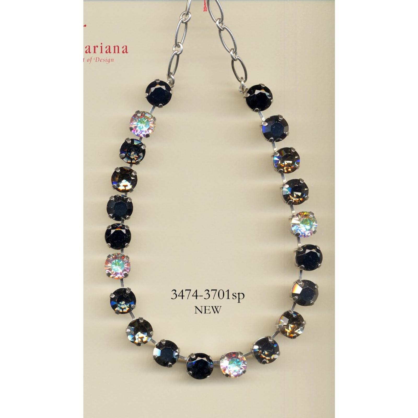 N-3474-3701-YG-2 Necklace By Mariana Woman Stunning Jet and Clear Swarovski Crystals - Image 1