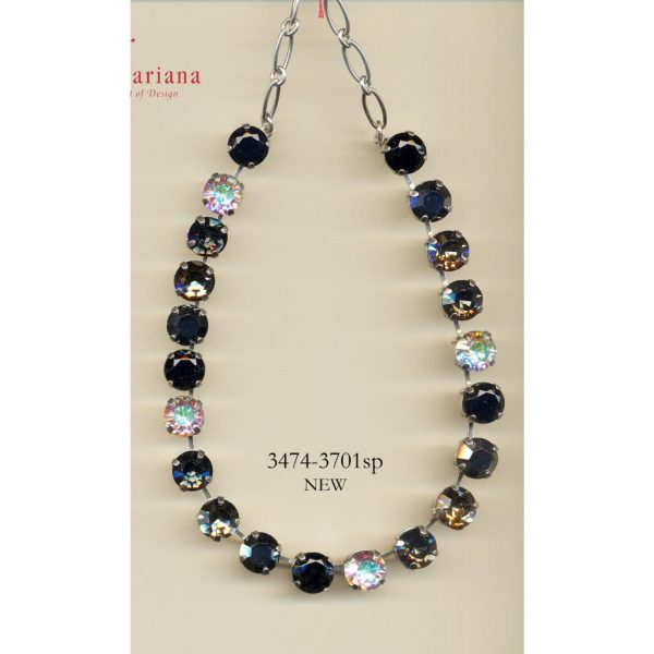 Necklace By Mariana Woman Stunning Jet and Clear Swarovski Crystals