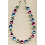 Necklace By Mariana Woman Feminine Sky Blue and Fuchsia Pink Swarovski Crystals