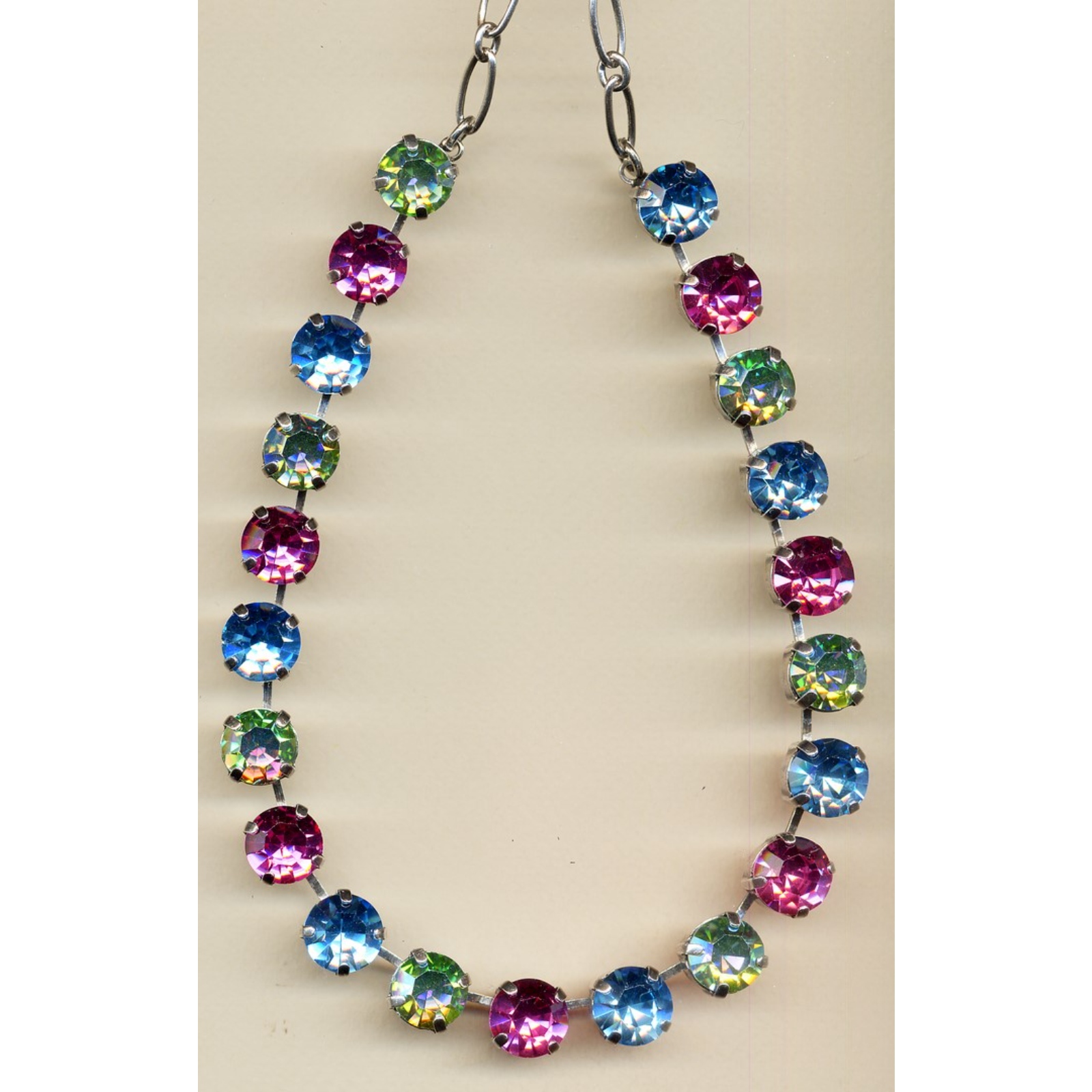 N-3474-3711-YG-2 Necklace By Mariana Woman Feminine Sky Blue and Fuchsia Pink Swarovski Crystals - Image 1