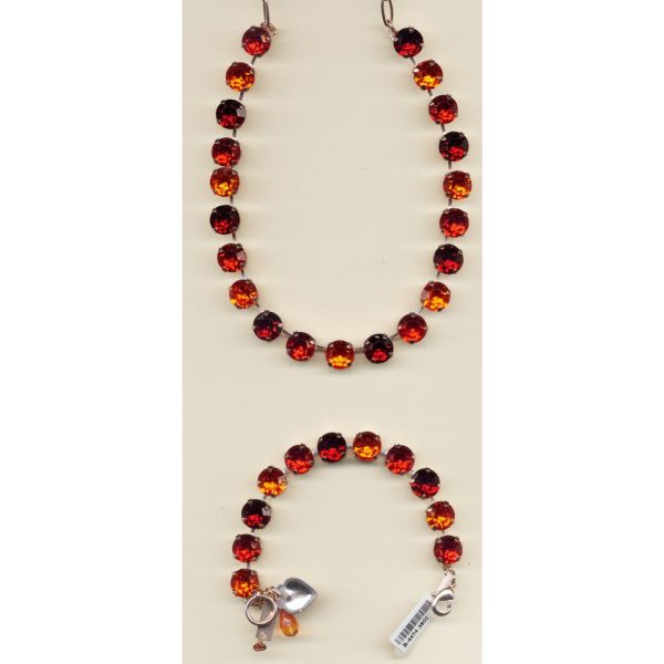 Necklace By Mariana Woman Bright Red and Brick Red and Swarovski Crystals