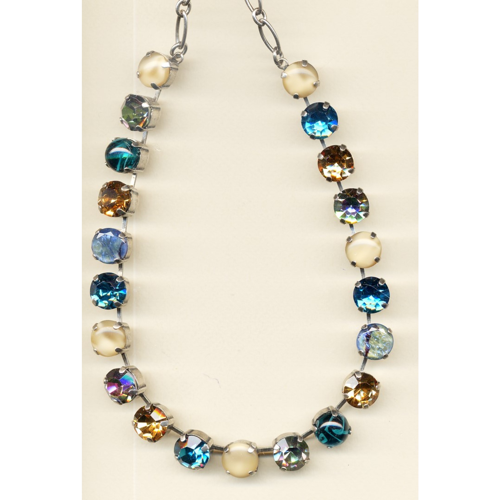 N-3474-4601-YG-2 Necklace By Mariana Woman Sophisticated Teal Green and Amber Swarovski Crystals - Image 1