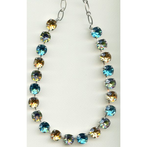 Necklace By Mariana Woman Chic Blue Zircon and Golden Shadow Swarovski Crystals