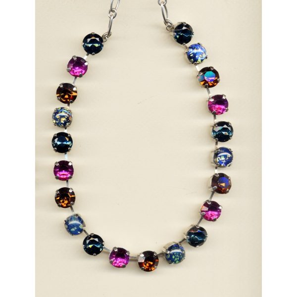 Necklace By Mariana Woman Bright Fuchsia Pink and Aqua Blue Swarovski Crystals