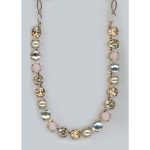 Necklace By Mariana Woman Charming Cream Pearl and Silk Clear Swarovski Crystals
