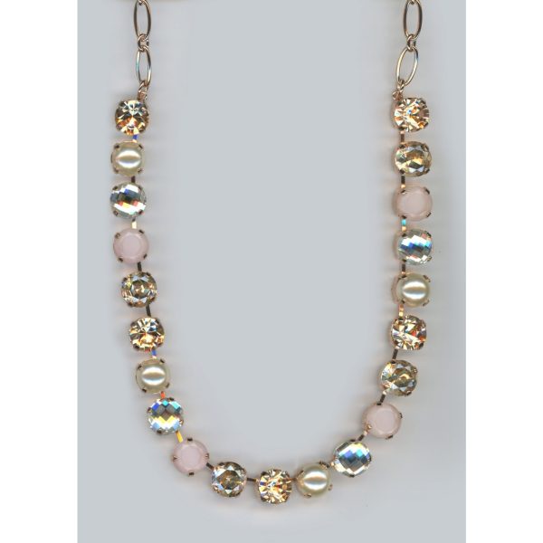 Necklace By Mariana Woman Charming Cream Pearl and Silk Clear Swarovski Crystals