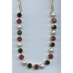 Necklace By Mariana Woman Romantic Pearl and Ruby Swarovski Crystals