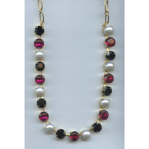 Necklace By Mariana Woman Romantic Pearl and Ruby Swarovski Crystals