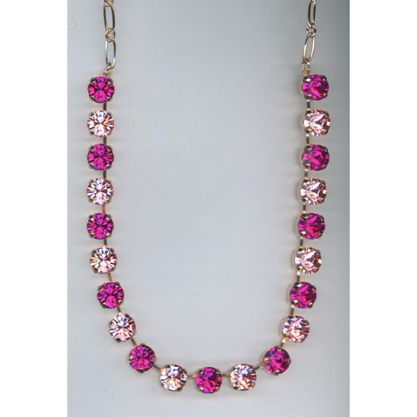 Necklace By Mariana Woman Striking Fuchsia and Lt.Rose Swarovski Crystals