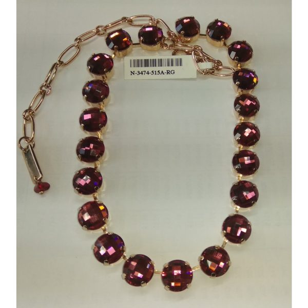Necklace By Mariana Woman Glamorous Burgundy Faceted Swarovski Crystals