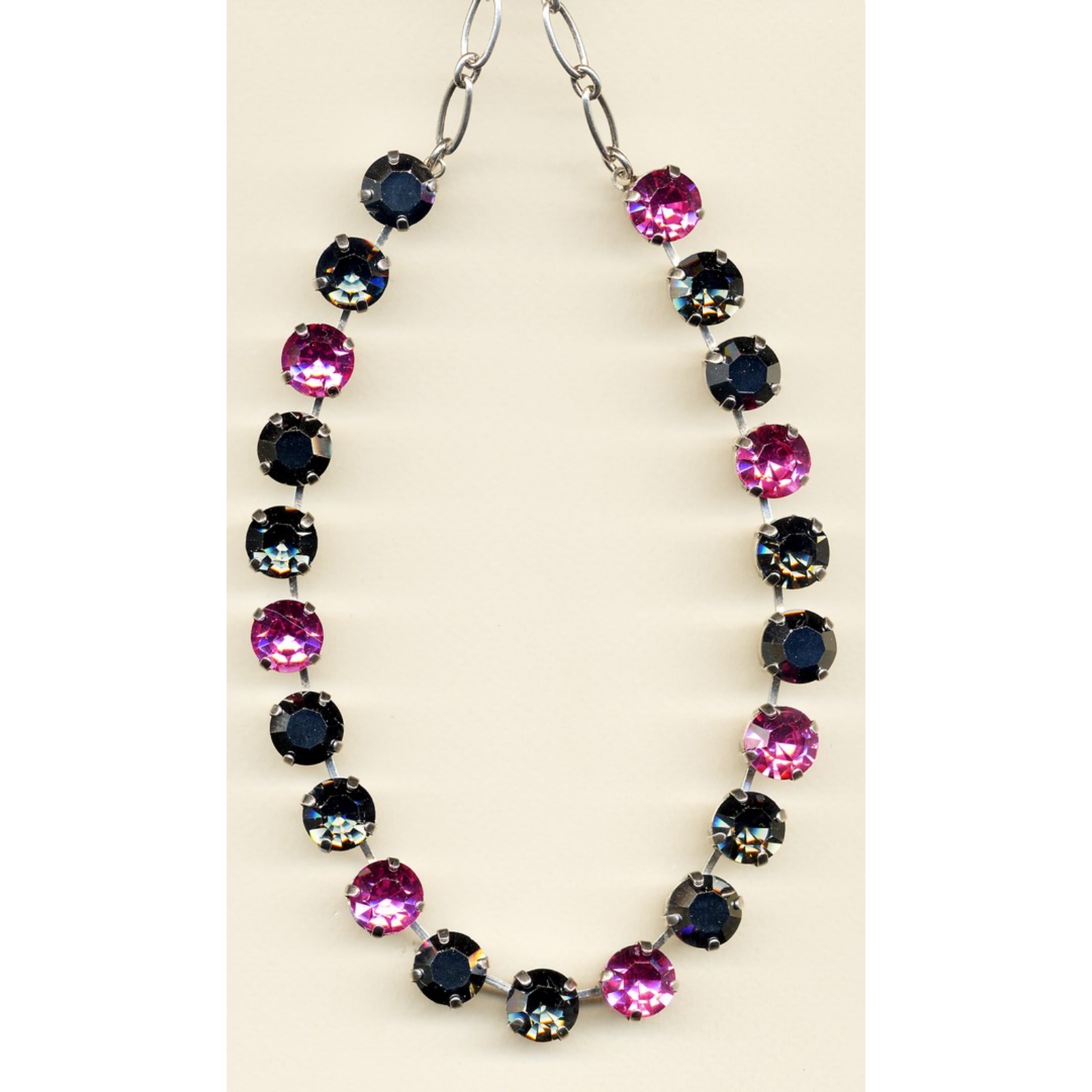N-3474-747-1-YG Necklace By Mariana Woman Chic Fuchsia and Jet Hematite Swarovski Crystals - Image 1