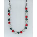 Necklace By Mariana Woman White Opal and Siam and In. Swarovski Crystals