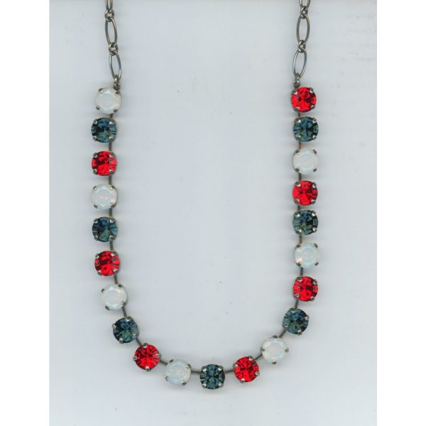 Necklace By Mariana Woman White Opal and Siam and In. Swarovski Crystals