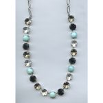 Necklace By Mariana Woman Romantic Turquoise Mineral and Jet Swarovski Crystals - Image 2