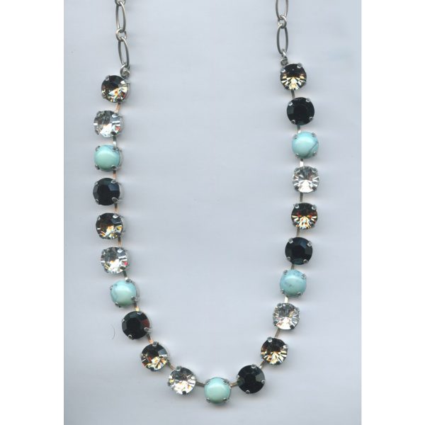 Necklace By Mariana Woman Romantic Turquoise Mineral and Jet Swarovski Crystals