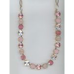 Necklace By Mariana Woman Chic Quartz Mineral and Light Rose Swarovski Crystals