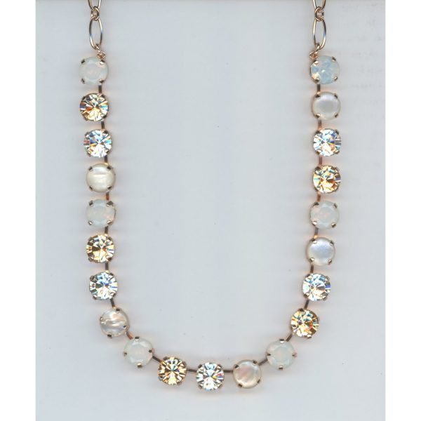 Necklace By Mariana Woman White Mineral and Golden Shadow Swarovski Crystals