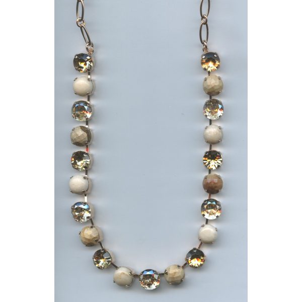Necklace By Mariana Woman Chic White Opal and Golden Shadow Swarovski Crystals