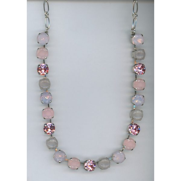 Necklace By Mariana Woman Chic Quartz Mineral and Light Rose Swarovski Crystals