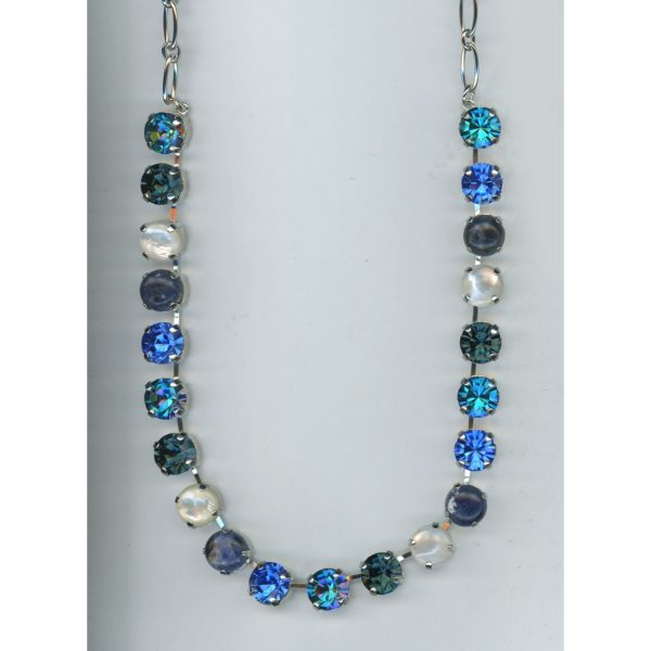 Necklace By Mariana Woman Chic Lapis Mineral and Sapphire Swarovski Crystals