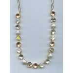 Necklace By Mariana Woman Chic Cream pearl and Golden shadow Swarovski Crystals