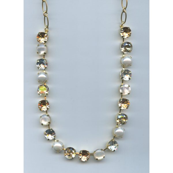 Necklace By Mariana Woman Chic Cream pearl and Golden shadow Swarovski Crystals