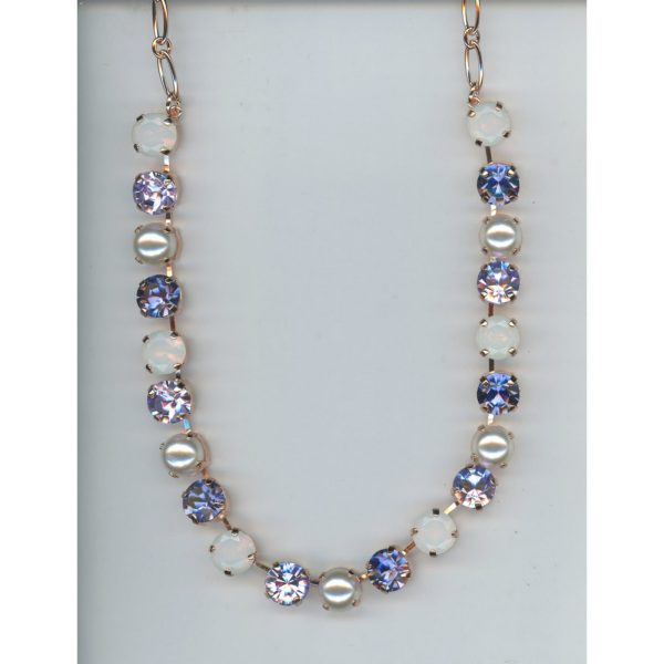 Necklace By Mariana Woman Chic Pearl Mineral and Aqua Matt Swarovski Crystals
