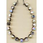 Necklace By Mariana Woman Luminous Pearl Mineral and Clear Swarovski Crystals