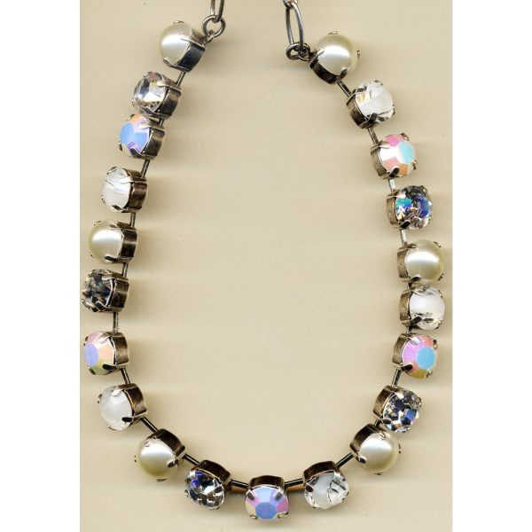 Necklace By Mariana Woman Luminous Pearl Mineral and Clear Swarovski Crystals