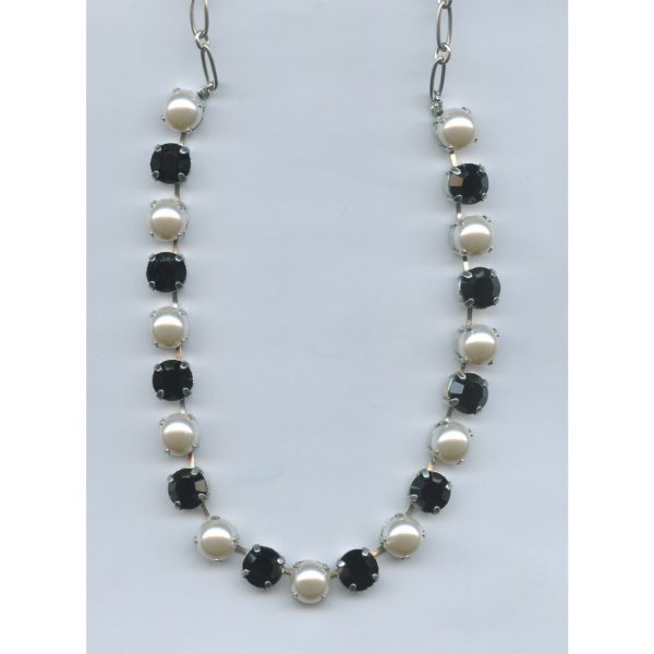 Necklace By Mariana Woman Glamorous Pearl Mineral and Jet Swarovski Crystals