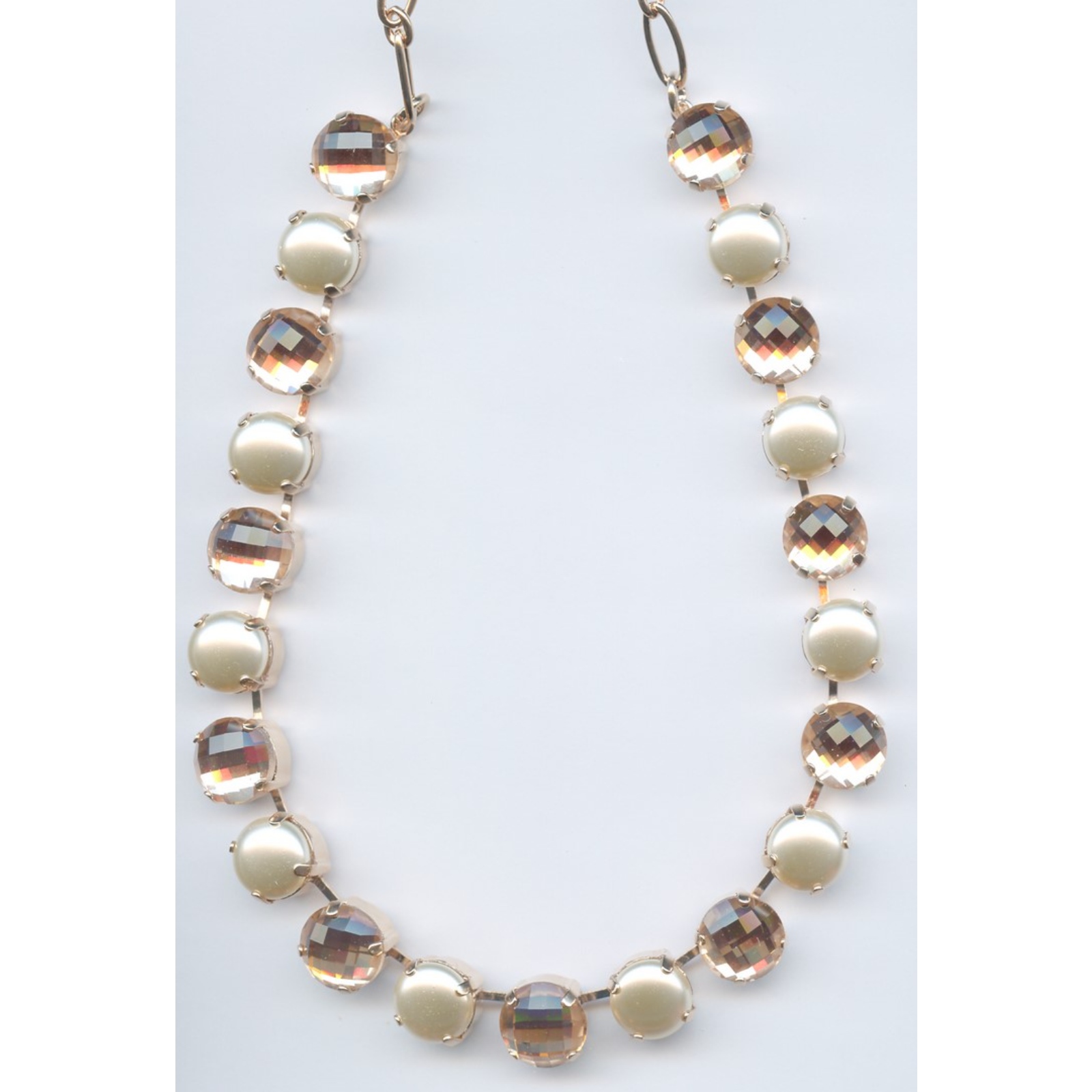 N-3474-M48362-SP-2 Necklace By Mariana Woman Chic Pearl Mineral and Light Peach Swarovski Crystals - Image 1