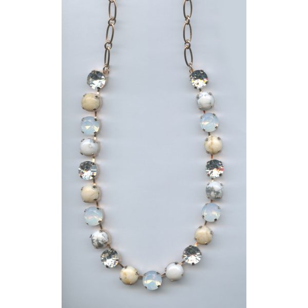 Necklace By Mariana Woman Charming White Mineral and Clear Swarovski Crystals