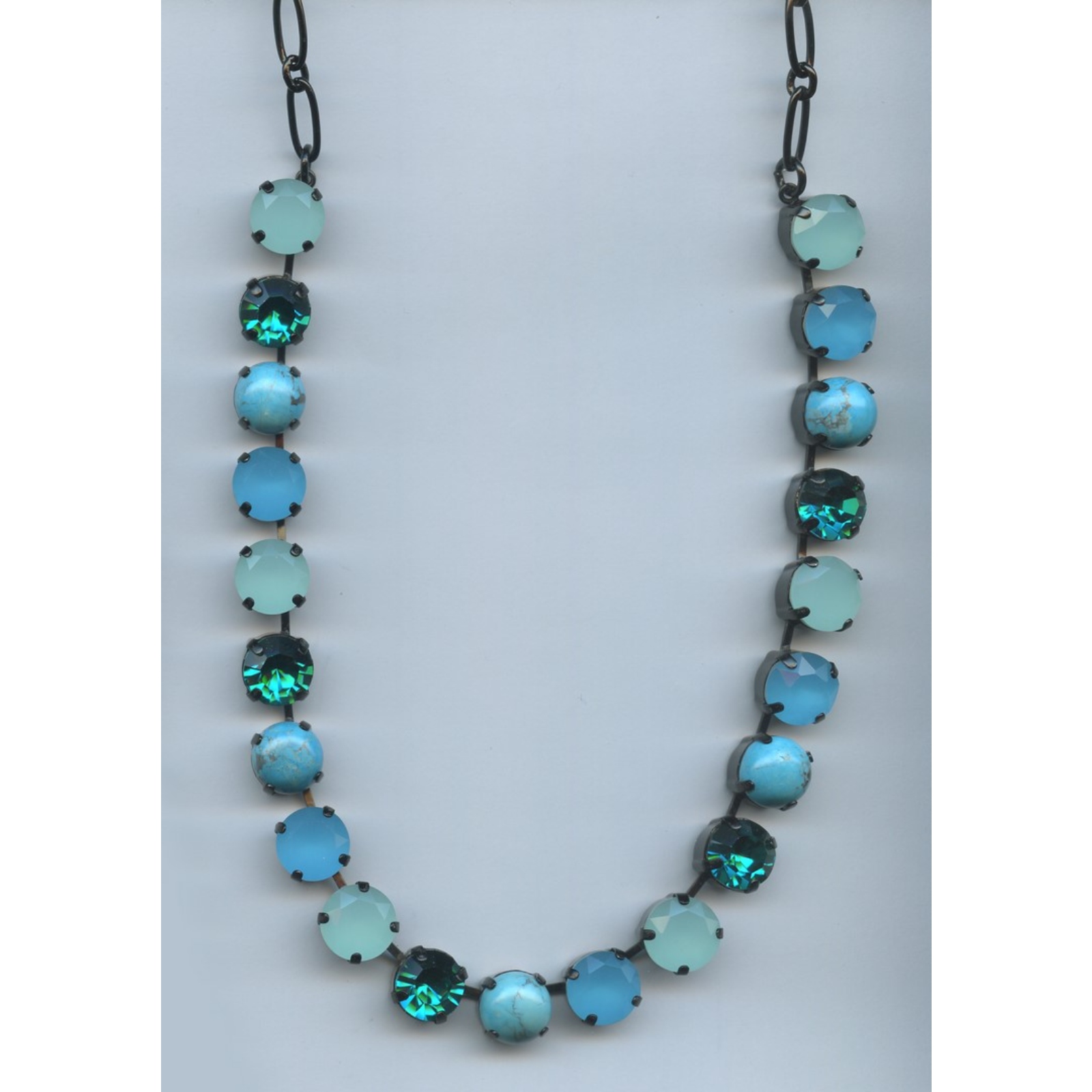 N-3474-M907-1-SP-2 Necklace By Mariana Woman Turquoise Mineral and Blue zircon Swarovski Crystals - Image 1