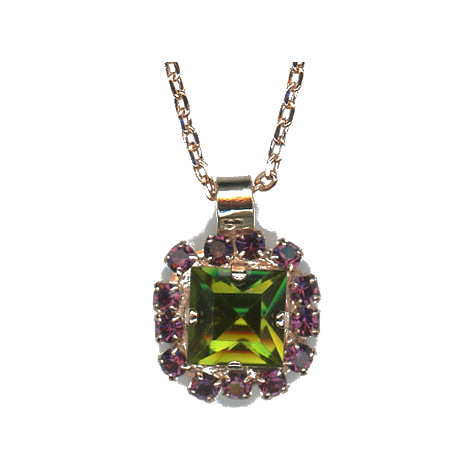 N-5002-3-1116-SP Pendant By Mariana Woman Dazzling Olivine Green and Teal Swarovski Crystals - Image 1