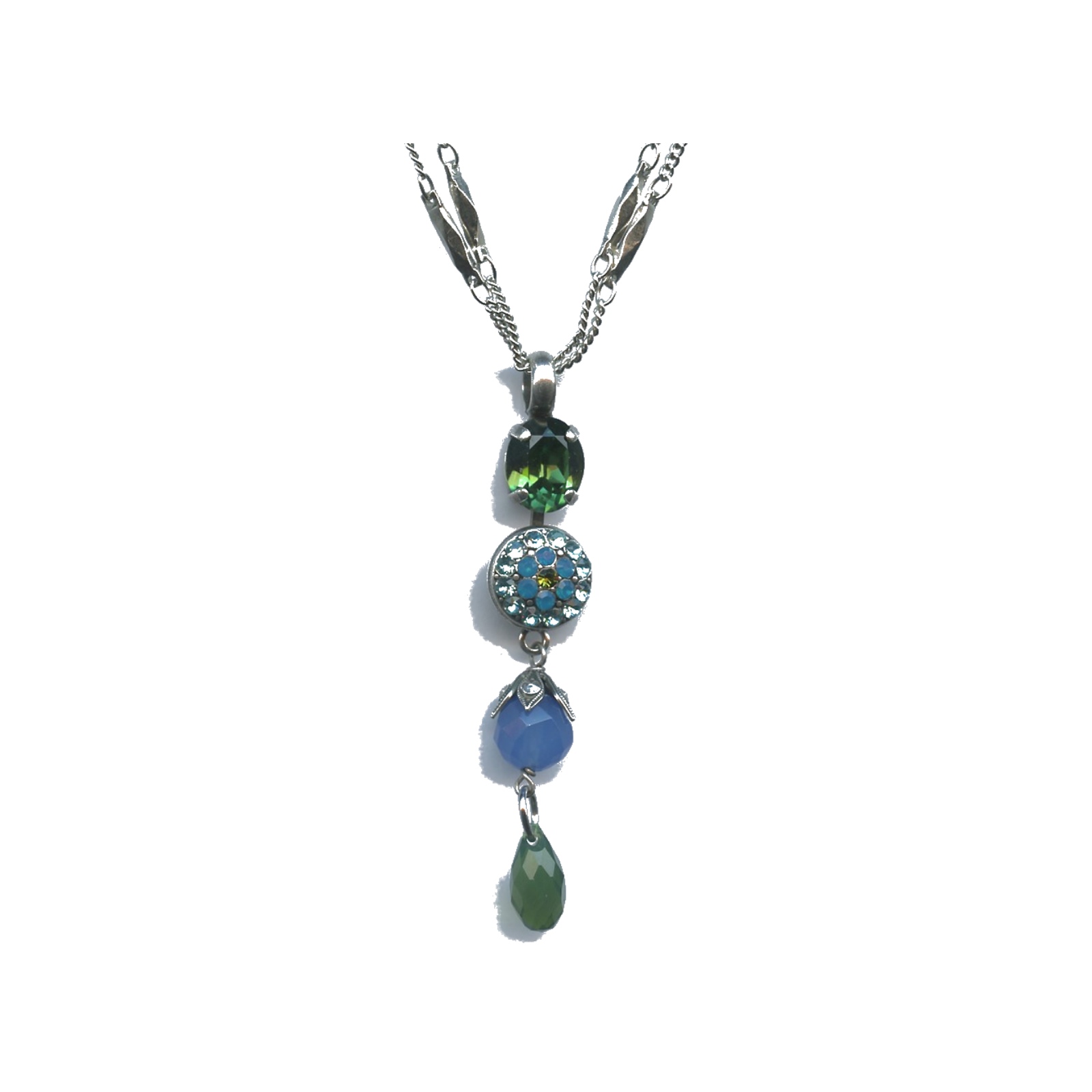 N-5416-1-1051-SP Pendant By Mariana Woman Chic Apple Green and Robin Egg Blue Swarovski Crystals - Image 1
