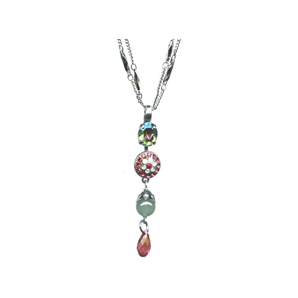Pendant By Mariana Woman Chic Apple Green and Padparascha Swarovski Crystals