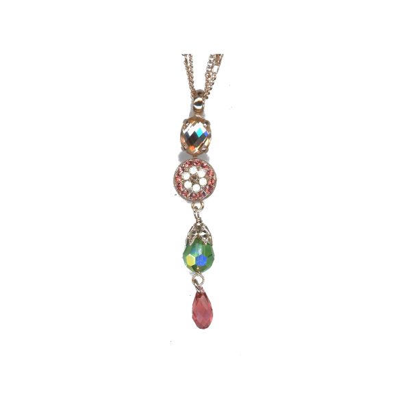 Pendant By Mariana Woman Chic Chrysolite Opal and Rose Peach Swarovski Crystals